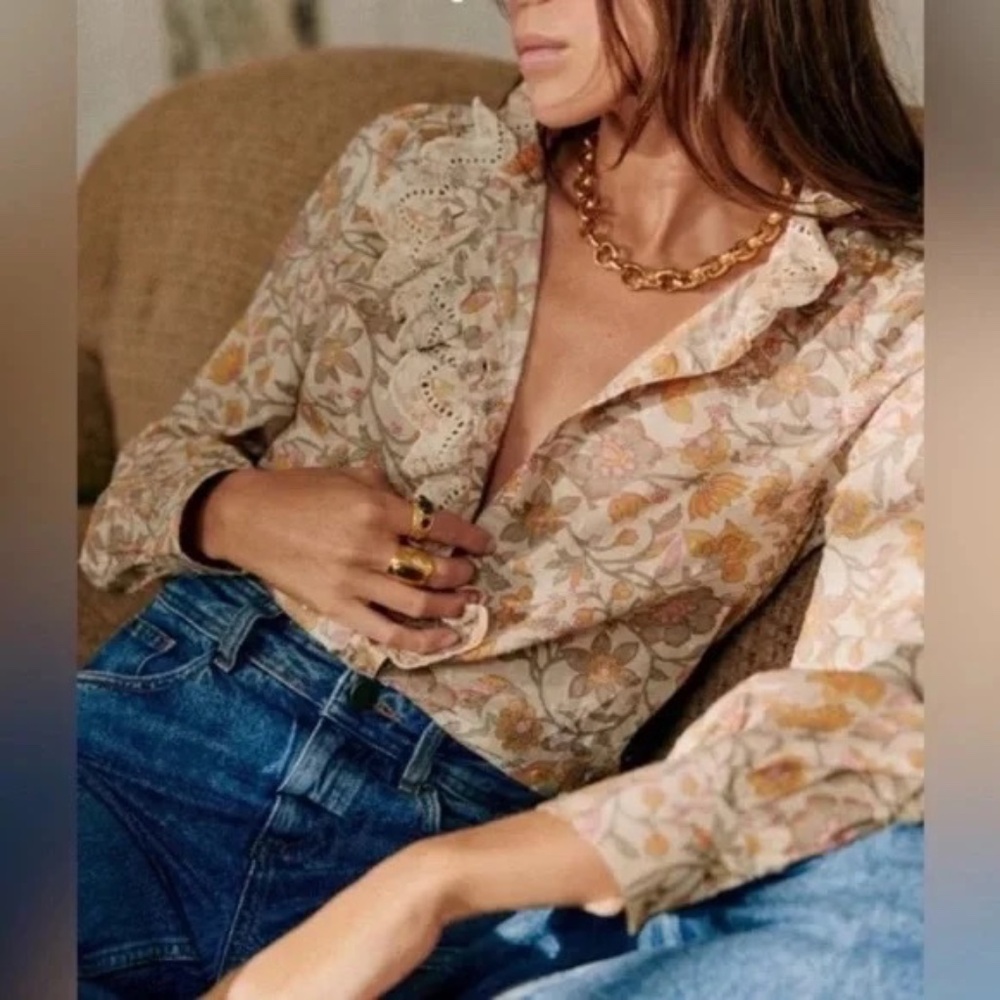 Floral Beige Blouse - Sezane